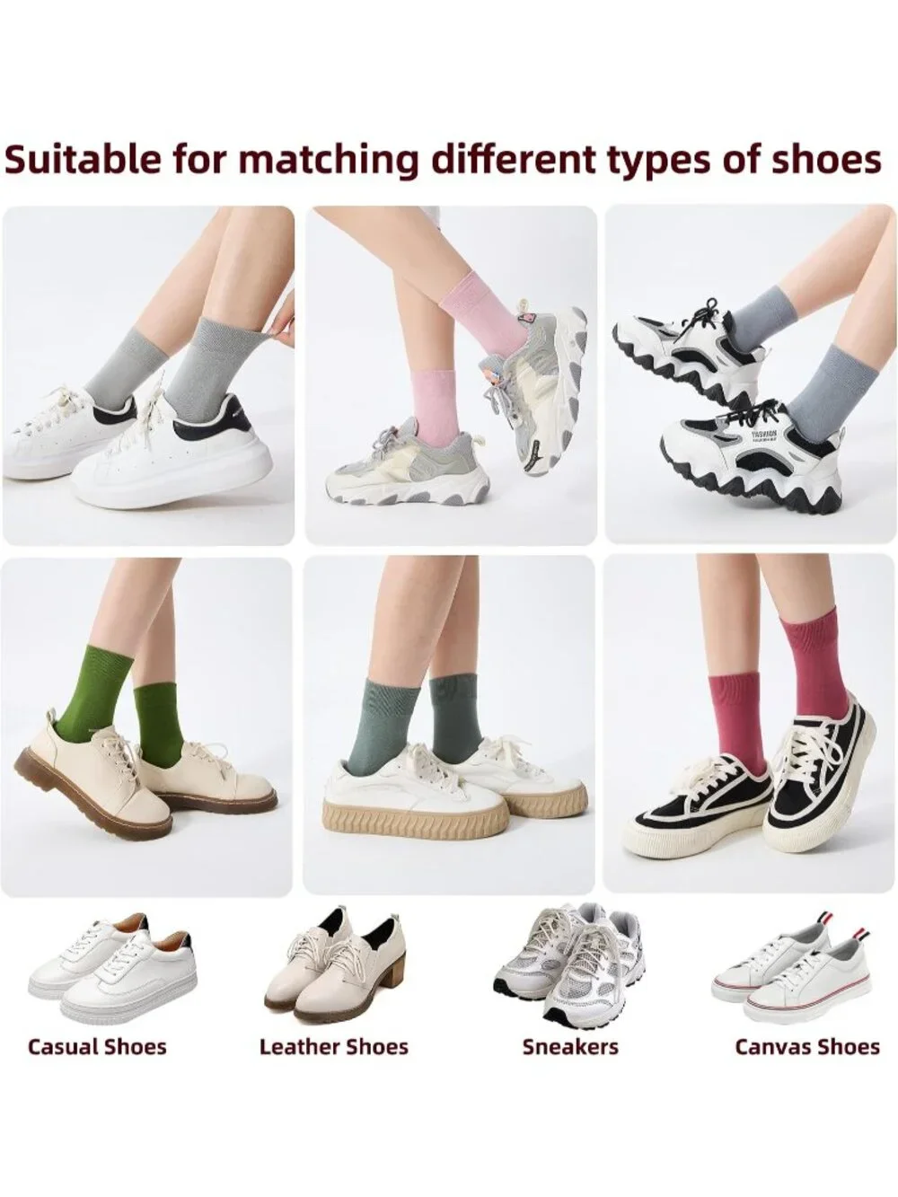 🧦Women's All Black 6 Pairs Thin Above Ankle Socks Cotton Crew Socks